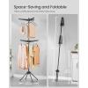 imageSONGMICS Clothes Drying Rack 59Inch Folding Laundry Drying Rack with 3 Rotatable Arms for Hangers 4 Legs Stainless Steel for 27 Pieces of Clothes White and Silver ULLR510W01Black