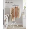 imageSONGMICS Clothes Drying Rack 59Inch Folding Laundry Drying Rack with 3 Rotatable Arms for Hangers 4 Legs Stainless Steel for 27 Pieces of Clothes White and Silver ULLR510W01Gray  White