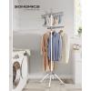 imageSONGMICS Clothes Drying Rack 59Inch Folding Laundry Drying Rack with 3 Rotatable Arms for Hangers 4 Legs Stainless Steel for 27 Pieces of Clothes White and Silver ULLR510W01Gray  White