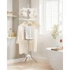 imageSONGMICS Clothes Drying Rack 59Inch Folding Laundry Drying Rack with 3 Rotatable Arms for Hangers 4 Legs Stainless Steel for 27 Pieces of Clothes White and Silver ULLR510W01White  Silver