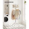 imageSONGMICS Clothes Drying Rack 59Inch Folding Laundry Drying Rack with 3 Rotatable Arms for Hangers 4 Legs Stainless Steel for 27 Pieces of Clothes White and Silver ULLR510W01White  Silver