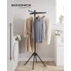 imageSONGMICS Clothes Drying Rack 59Inch Folding Laundry Drying Rack with 3 Rotatable Arms for Hangers 4 Legs Stainless Steel for 27 Pieces of Clothes White and Silver ULLR510W01Black