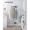 imageSONGMICS Clothes Drying Rack 59Inch Folding Laundry Drying Rack with 3 Rotatable Arms for Hangers 4 Legs Stainless Steel for 27 Pieces of Clothes White and Silver ULLR510W01Blue  Silver
