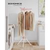 imageSONGMICS Clothes Drying Rack 59Inch Folding Laundry Drying Rack with 3 Rotatable Arms for Hangers 4 Legs Stainless Steel for 27 Pieces of Clothes White and Silver ULLR510W01Pink  White