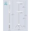 imageSONGMICS Clothes Drying Rack 59Inch Folding Laundry Drying Rack with 3 Rotatable Arms for Hangers 4 Legs Stainless Steel for 27 Pieces of Clothes White and Silver ULLR510W01White  Silver