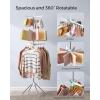 imageSONGMICS Clothes Drying Rack 59Inch Folding Laundry Drying Rack with 3 Rotatable Arms for Hangers 4 Legs Stainless Steel for 27 Pieces of Clothes White and Silver ULLR510W01White  Silver