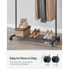 imageSONGMICS Clothes Rack with Wheels Clothing Rack for Hanging Clothes 254 mm Metal Garment Rack with Dense Mesh Storage Shelf 110 lb Load Capacity 2 Brakes Black UHSR25BKBlack