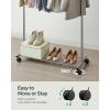 imageSONGMICS Clothes Rack with Wheels Clothing Rack for Hanging Clothes 254 mm Metal Garment Rack with Dense Mesh Storage Shelf 110 lb Load Capacity 2 Brakes Black UHSR25BKGray