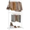 imageSONGMICS Clothes Rack with Wheels Clothing Rack for Hanging Clothes 254 mm Metal Garment Rack with Dense Mesh Storage Shelf 110 lb Load Capacity 2 Brakes Black UHSR25BKWhite
