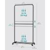 imageSONGMICS Clothes Rack with Wheels Clothing Rack for Hanging Clothes 254 mm Metal Garment Rack with Dense Mesh Storage Shelf 110 lb Load Capacity 2 Brakes Black UHSR25BKBlack