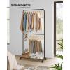 imageSONGMICS Clothes Rack with Wheels Clothing Rack for Hanging Clothes 254 mm Metal Garment Rack with Dense Mesh Storage Shelf 110 lb Load Capacity 2 Brakes Black UHSR25BKBlack