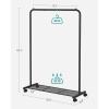 imageSONGMICS Clothes Rack with Wheels Clothing Rack for Hanging Clothes 254 mm Metal Garment Rack with Dense Mesh Storage Shelf 110 lb Load Capacity 2 Brakes Black UHSR25BKBlack