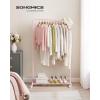imageSONGMICS Clothes Rack with Wheels Clothing Rack for Hanging Clothes 254 mm Metal Garment Rack with Dense Mesh Storage Shelf 110 lb Load Capacity 2 Brakes Black UHSR25BKPink
