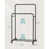 imageSONGMICS Clothes Rack with Wheels Clothing Rack for Hanging Clothes 254 mm Metal Garment Rack with Dense Mesh Storage Shelf 110 lb Load Capacity 2 Brakes Black UHSR25BKBlack