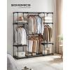 imageSONGMICS Portable Closet Freestanding Closet Organizer Clothes Rack with Shelves Hanging Rods Storage Organizer for Cloakroom Bedroom 807 x 171 x 654 Inches Black URYG035B01595L x 169W x 654H