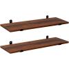 imageSONGMICS Set of 2 Wall Shelves Floating Shelf Decorative Shelves Retro Style for Living Room Kitchen Study Hallway Max Capacity 22 lb for Each 236 x 79 x 27 Inches Brown and Black ULWS04NB