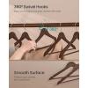 imageSONGMICS Wooden Hangers Pack of 30 Coat Hangers Pants Bar 360 Swivel Hooks Solid Birch Wood Space Saving for Jackets Shirts Coats Natural Beige UCRW030K01Walnut Brown
