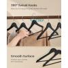 imageSONGMICS Wooden Hangers Pack of 30 Coat Hangers Pants Bar 360 Swivel Hooks Solid Birch Wood Space Saving for Jackets Shirts Coats Natural Beige UCRW030K01Ink Black