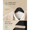 imageSONGMICS Wooden Hangers Pack of 30 Coat Hangers Pants Bar 360 Swivel Hooks Solid Birch Wood Space Saving for Jackets Shirts Coats Natural Beige UCRW030K01Ink Black