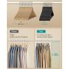 imageSONGMICS Wooden Hangers Pack of 30 Coat Hangers Pants Bar 360 Swivel Hooks Solid Birch Wood Space Saving for Jackets Shirts Coats Natural Beige UCRW030K01Ink Black
