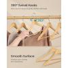 imageSONGMICS Wooden Hangers Pack of 30 Coat Hangers Pants Bar 360 Swivel Hooks Solid Birch Wood Space Saving for Jackets Shirts Coats Natural Beige UCRW030K01Natural Beige