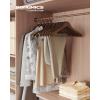 imageSONGMICS Wooden Hangers Pack of 30 Coat Hangers Pants Bar 360 Swivel Hooks Solid Birch Wood Space Saving for Jackets Shirts Coats Natural Beige UCRW030K01Walnut Brown