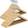 imageSONGMICS Wooden Hangers Pack of 30 Coat Hangers Pants Bar 360 Swivel Hooks Solid Birch Wood Space Saving for Jackets Shirts Coats Natural Beige UCRW030K01Natural Beige