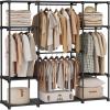 imageSONGMICS Portable Closet Freestanding Closet Organizer Clothes Rack with Shelves Hanging Rods Storage Organizer for Cloakroom Bedroom 807 x 171 x 654 Inches Black URYG035B01595L x 169W x 654H