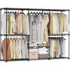 imageSONGMICS Portable Closet Freestanding Closet Organizer Clothes Rack with Shelves Hanging Rods Storage Organizer for Cloakroom Bedroom 807 x 171 x 654 Inches Black URYG035B01807L x 171W x 654H