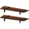 imageSONGMICS Set of 2 Wall Shelves Floating Shelf Decorative Shelves Retro Style for Living Room Kitchen Study Hallway Max Capacity 22 lb for Each 236 x 79 x 27 Inches Brown and Black ULWS04NB