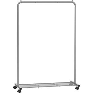 imageSONGMICS Clothes Rack with Wheels Clothing Rack for Hanging Clothes 254 mm Metal Garment Rack with Dense Mesh Storage Shelf 110 lb Load Capacity 2 Brakes Black UHSR25BKGray