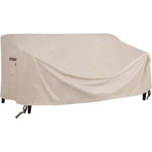 imageSONGMICS Patio Sofa Cover 600D 2Seater Sofa Protective Cover for Outdoor Garden Furniture Waterproof and AntiFade 54 x 38 x 30 Inches Beige UGSC137EC