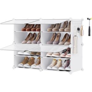 imageSONGMICS Shoe Rack Organizer 10Tier Shoe Storage Cabinet for Closet and Entryway Holds 40 Pairs of Shoes Adjustable White ULPC035W01White