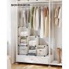 imageSONGMICS 6 Cube Storage Organizer DIY Closet Shelf Plastic Clothes Organizer Modular Bookcase 118 x 118 x 118 Inch Cubes with Feet and Rubber Mallet Black ULPC06HCream White