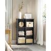 imageSONGMICS 6 Cube Storage Organizer DIY Closet Shelf Plastic Clothes Organizer Modular Bookcase 118 x 118 x 118 Inch Cubes with Feet and Rubber Mallet Black ULPC06HBlack
