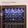 imageSONGMICS 6 LEDs Mirror Jewelry Cabinet 472Inch Tall Lockable Wall or Door Mounted Jewelry Armoire Organizer with Mirror 2 Drawers Gift for Mom 39 x 146 x 472 Inches White UJJC93WBrown