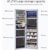 imageSONGMICS 6 LEDs Mirror Jewelry Cabinet 472Inch Tall Lockable Wall or Door Mounted Jewelry Armoire Organizer with Mirror 2 Drawers Gift for Mom 39 x 146 x 472 Inches White UJJC93WGray