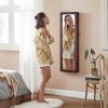 imageSONGMICS 6 LEDs Mirror Jewelry Cabinet 472Inch Tall Lockable Wall or Door Mounted Jewelry Armoire Organizer with Mirror 2 Drawers Gift for Mom 39 x 146 x 472 Inches White UJJC93WBrown