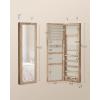 imageSONGMICS 6 LEDs Mirror Jewelry Cabinet 472Inch Tall Lockable Wall or Door Mounted Jewelry Armoire Organizer with Mirror 2 Drawers Gift for Mom 39 x 146 x 472 Inches White UJJC93WToasted Oak Color