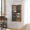 imageSONGMICS 6 LEDs Mirror Jewelry Cabinet 472Inch Tall Lockable Wall or Door Mounted Jewelry Armoire Organizer with Mirror 2 Drawers Gift for Mom 39 x 146 x 472 Inches White UJJC93WRustic Brown