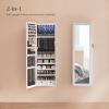 imageSONGMICS 6 LEDs Mirror Jewelry Cabinet 472Inch Tall Lockable Wall or Door Mounted Jewelry Armoire Organizer with Mirror 2 Drawers Gift for Mom 39 x 146 x 472 Inches White UJJC93WWhite