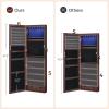 imageSONGMICS 6 LEDs Mirror Jewelry Cabinet 472Inch Tall Lockable Wall or Door Mounted Jewelry Armoire Organizer with Mirror 2 Drawers Gift for Mom 39 x 146 x 472 Inches White UJJC93WBrown