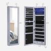 imageSONGMICS 6 LEDs Mirror Jewelry Cabinet 472Inch Tall Lockable Wall or Door Mounted Jewelry Armoire Organizer with Mirror 2 Drawers Gift for Mom 39 x 146 x 472 Inches White UJJC93WGray
