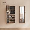 imageSONGMICS 6 LEDs Mirror Jewelry Cabinet 472Inch Tall Lockable Wall or Door Mounted Jewelry Armoire Organizer with Mirror 2 Drawers Gift for Mom 39 x 146 x 472 Inches White UJJC93WRustic Brown