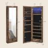 imageSONGMICS 6 LEDs Mirror Jewelry Cabinet 472Inch Tall Lockable Wall or Door Mounted Jewelry Armoire Organizer with Mirror 2 Drawers Gift for Mom 39 x 146 x 472 Inches White UJJC93WRustic Brown