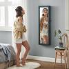 imageSONGMICS 6 LEDs Mirror Jewelry Cabinet 472Inch Tall Lockable Wall or Door Mounted Jewelry Armoire Organizer with Mirror 2 Drawers Gift for Mom 39 x 146 x 472 Inches White UJJC93WRustic Blue