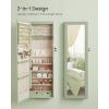 imageSONGMICS 6 LEDs Mirror Jewelry Cabinet 472Inch Tall Lockable Wall or Door Mounted Jewelry Armoire Organizer with Mirror 2 Drawers Gift for Mom 39 x 146 x 472 Inches White UJJC93WLaurel Green