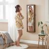 imageSONGMICS 6 LEDs Mirror Jewelry Cabinet 472Inch Tall Lockable Wall or Door Mounted Jewelry Armoire Organizer with Mirror 2 Drawers Gift for Mom 39 x 146 x 472 Inches White UJJC93WRustic Brown