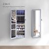 imageSONGMICS 6 LEDs Mirror Jewelry Cabinet 472Inch Tall Lockable Wall or Door Mounted Jewelry Armoire Organizer with Mirror 2 Drawers Gift for Mom 39 x 146 x 472 Inches White UJJC93WGray