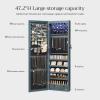 imageSONGMICS 6 LEDs Mirror Jewelry Cabinet 472Inch Tall Lockable Wall or Door Mounted Jewelry Armoire Organizer with Mirror 2 Drawers Gift for Mom 39 x 146 x 472 Inches White UJJC93WRustic Blue